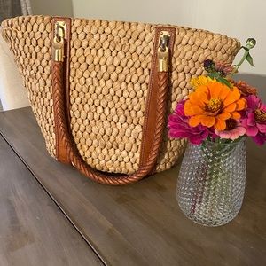 Michael Kors Straw & Leather Tote